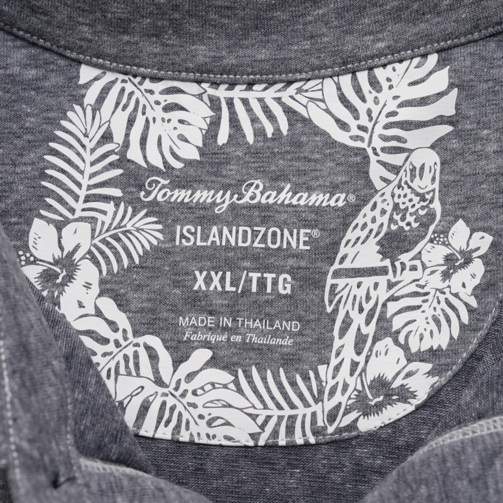 Tommy Bahama Button Up Shirt Mens XXL Gray IslandZone Short Sleeve Marl Pocket - Picture 9 of 16
